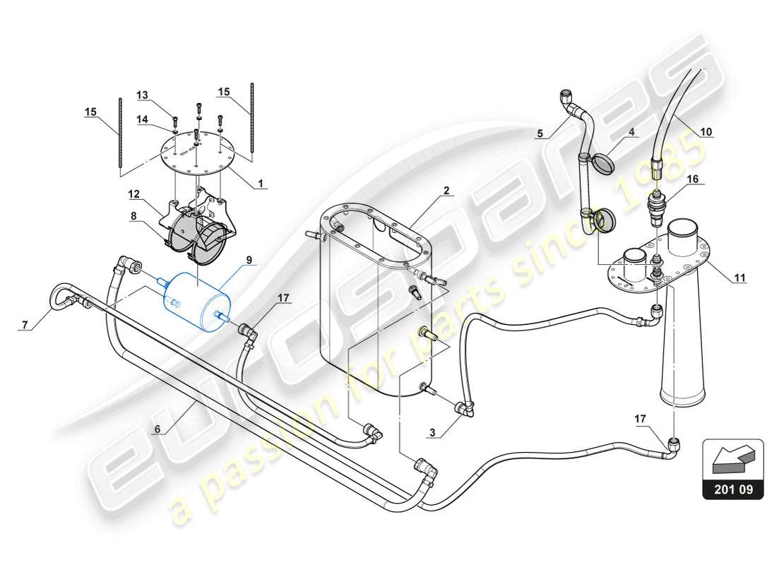 lamborghini gt3 (2017) kraftstofffilter ersatzteildiagramm