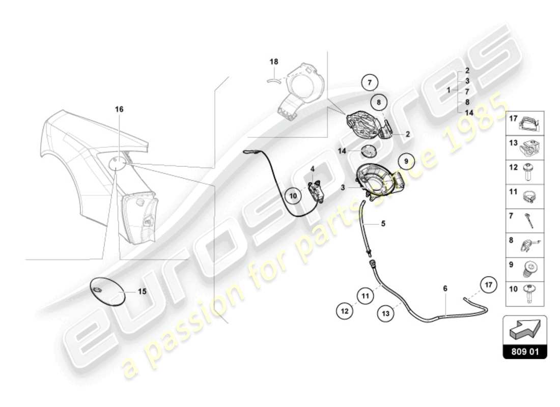 lamborghini sterrato (2023) tankklappe - ersatzteildiagramm
