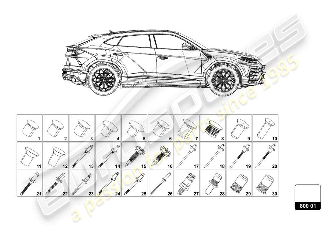 lamborghini urus s (2024) befestigung für karosserie ersatzteildiagramm