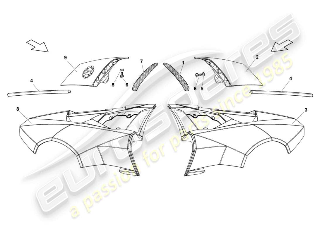 lamborghini reventon seitenteil hinten teilediagramm