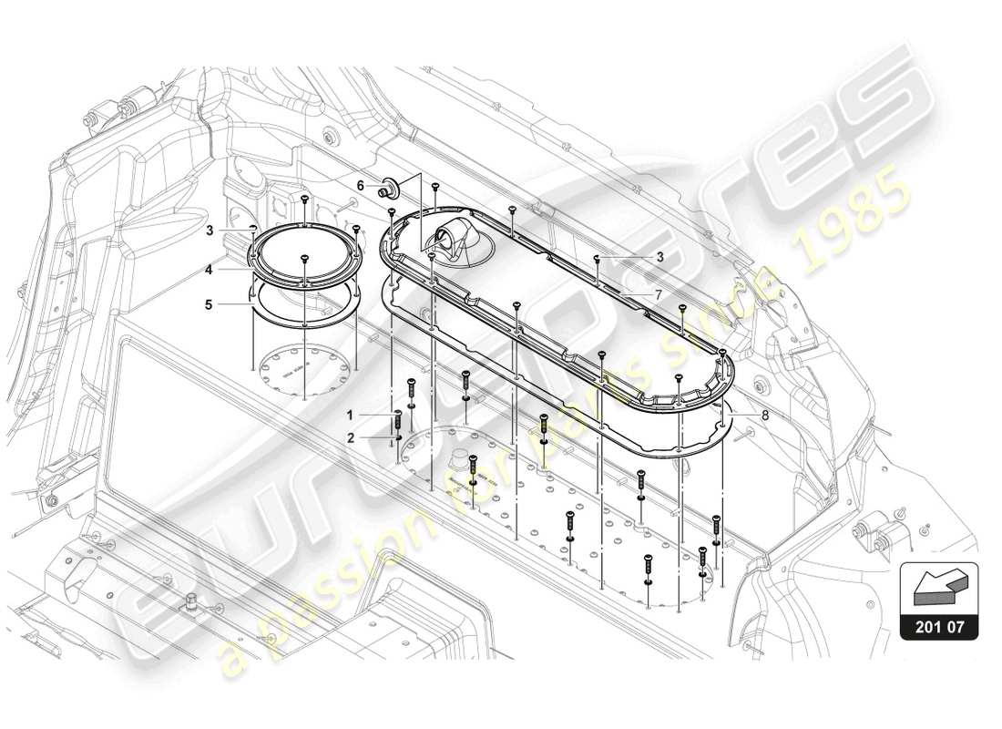lamborghini 2018 (gt3 evo) kraftstofftank esterior ersatzteildiagramm