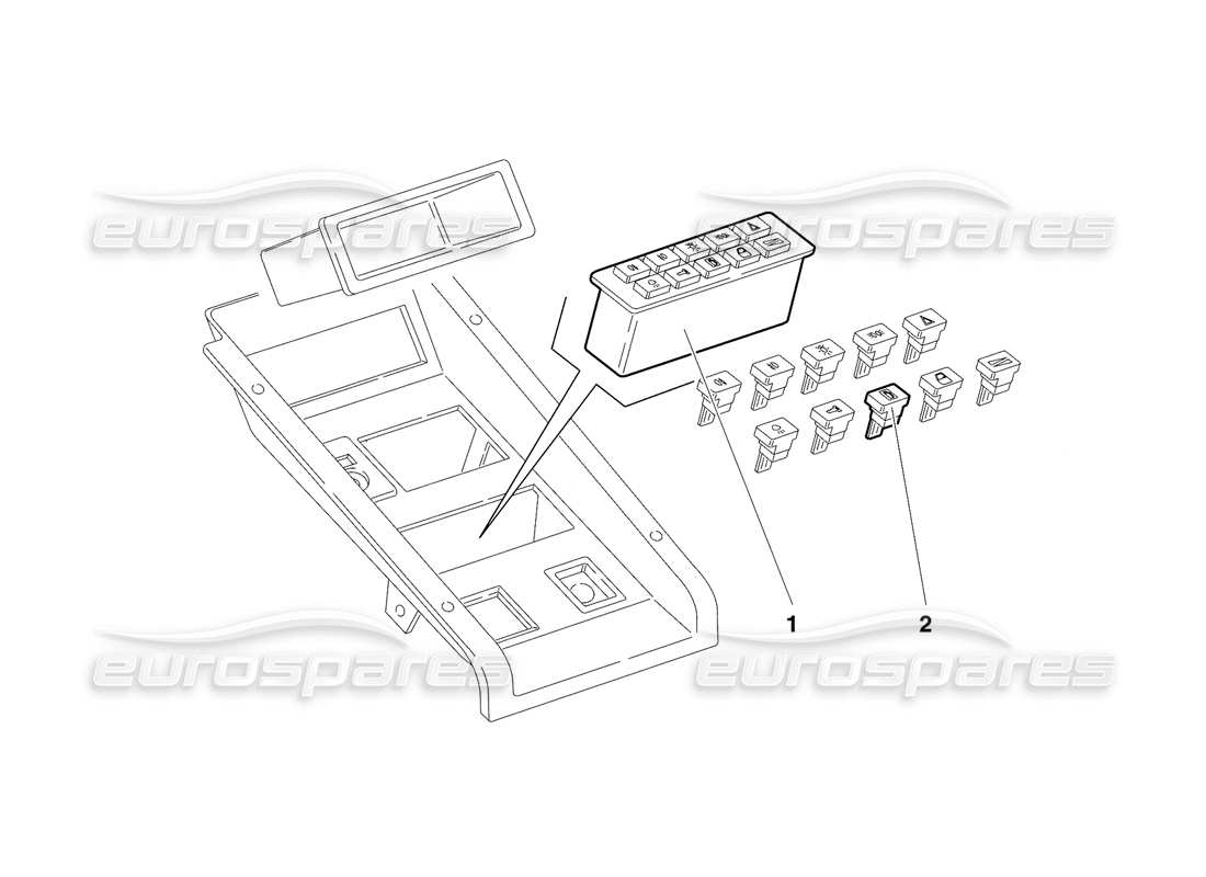 lamborghini diablo se30 (1995) tunnel panel instruments (gültig für kanada – januar 1995) teilediagramm