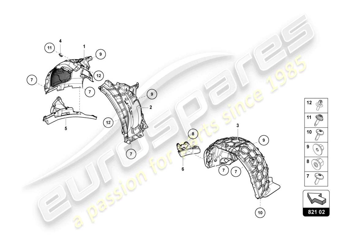 lamborghini urus (2022) radkasteninnenblech ersatzteildiagramm