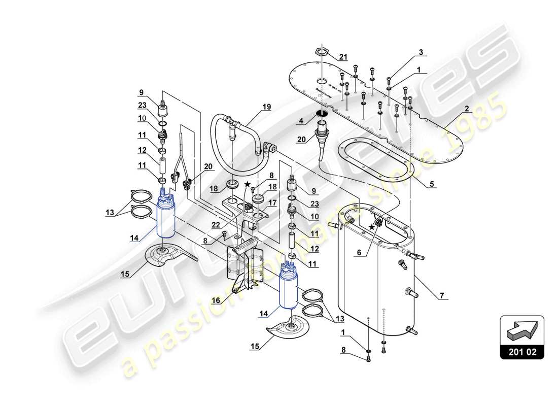 lamborghini 2018 (gt3 evo) kraftstoffpumpen ersatzteildiagramm