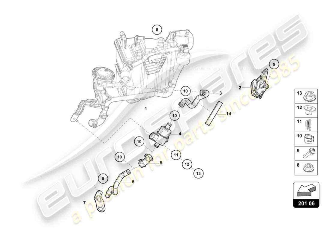 lamborghini evo coupe (2022) aktivkohlebehälter teilediagramm