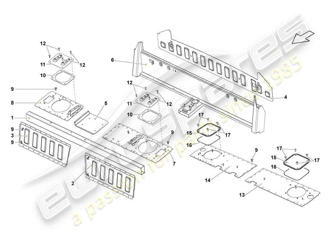 lamborghini superleggera (2008) rückseite teilediagramm