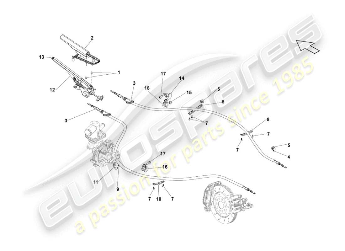 lamborghini lp550-2 spyder (2010) bremshebel ersatzteildiagramm