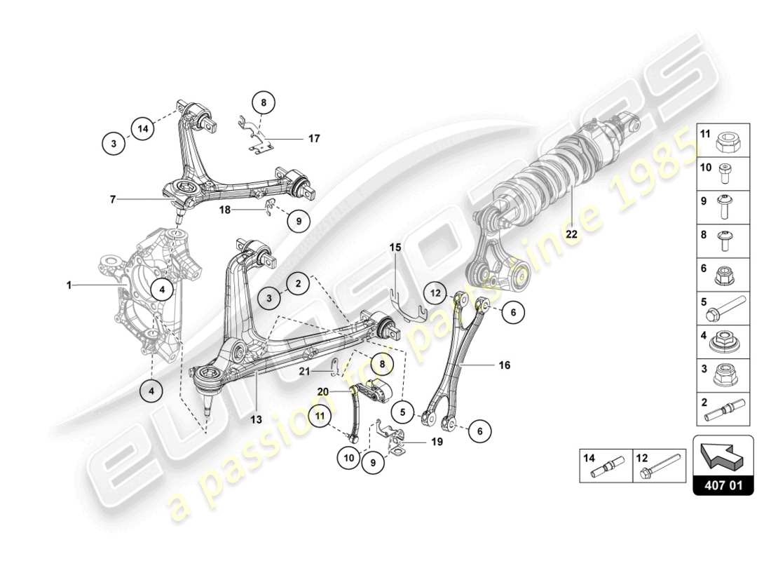 lamborghini sian roadster (2021) aufhängung vorne teilediagramm