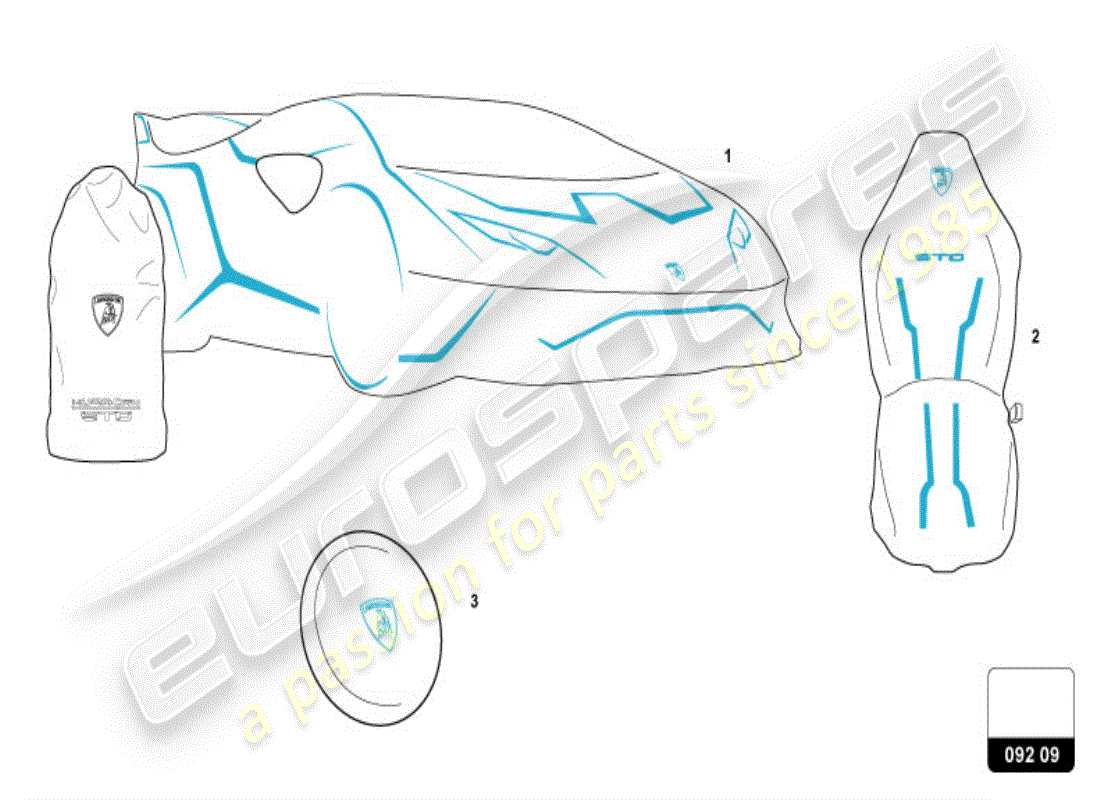 lamborghini huracan sto (accessories) schutzsatz ersatzteildiagramm