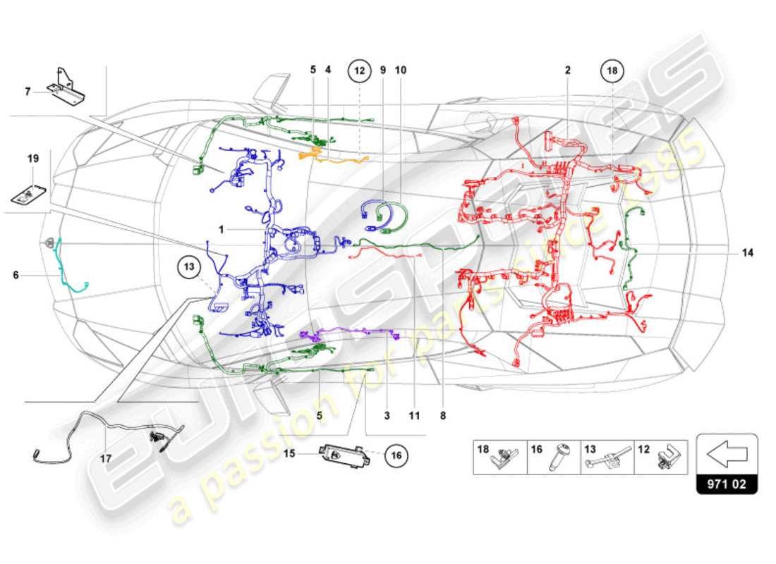 lamborghini 2022 (ultimae) kabelbäume ersatzteildiagramm