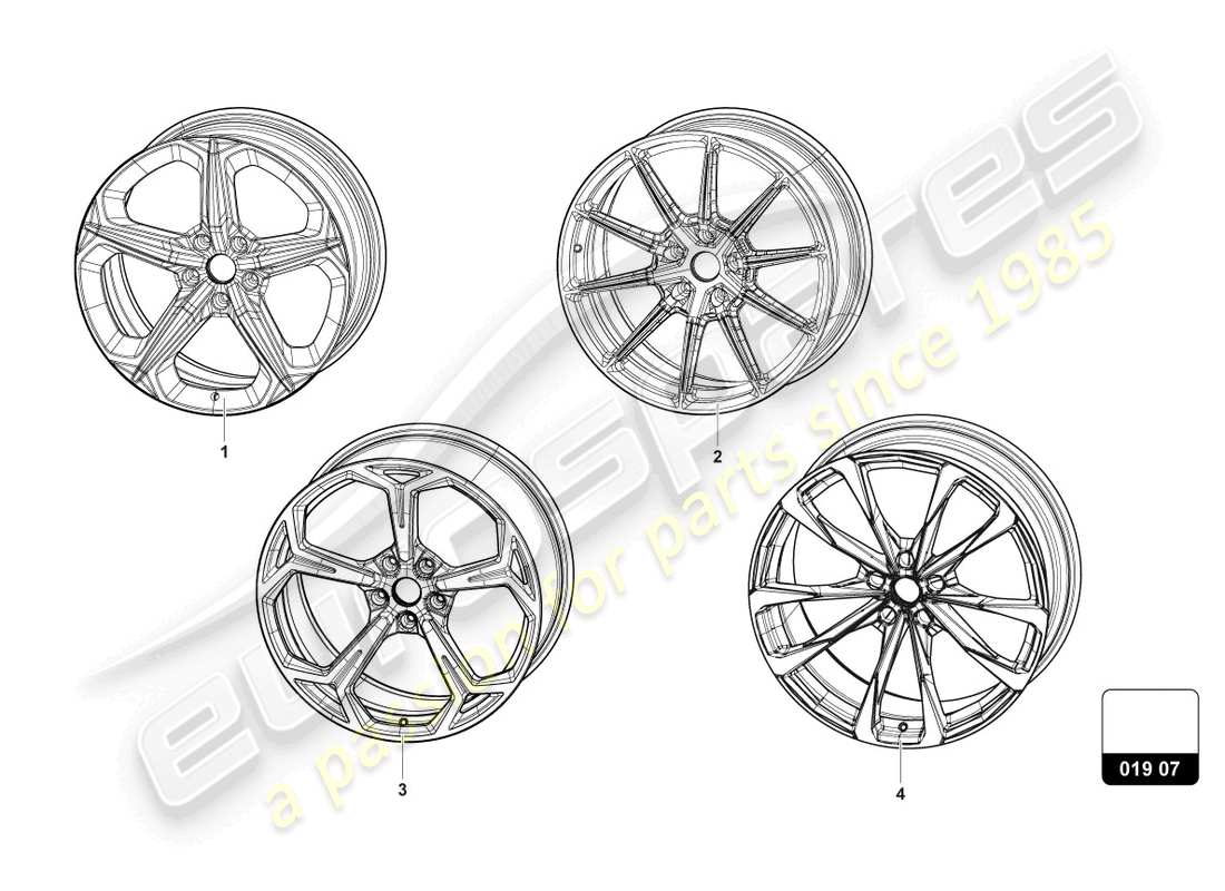 lamborghini urus performante (accessories) aluminiumfelge teilediagramm