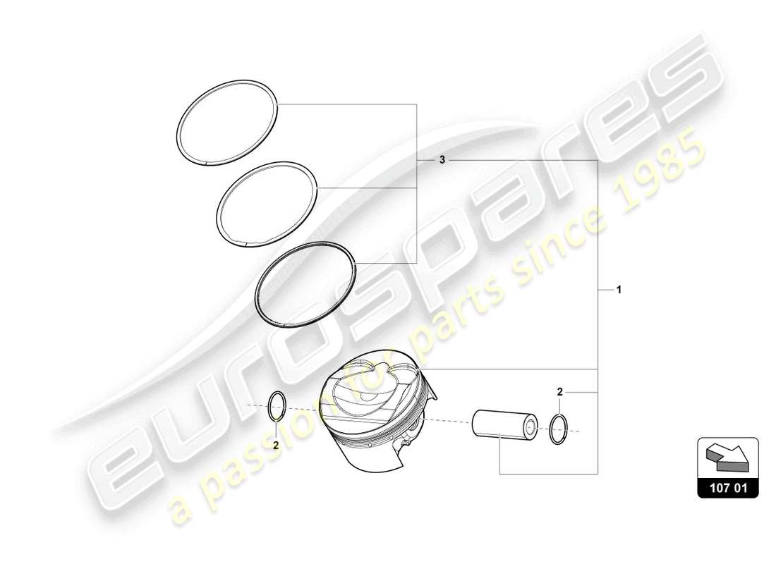 lamborghini evo spyder (2024) kolben komplett ersatzteildiagramm