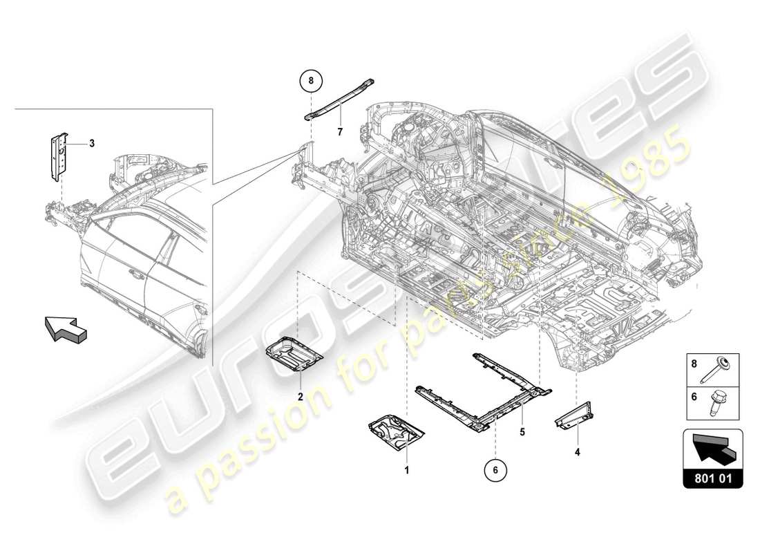 lamborghini urus performante (2024) halterung für batterie ersatzteildiagramm