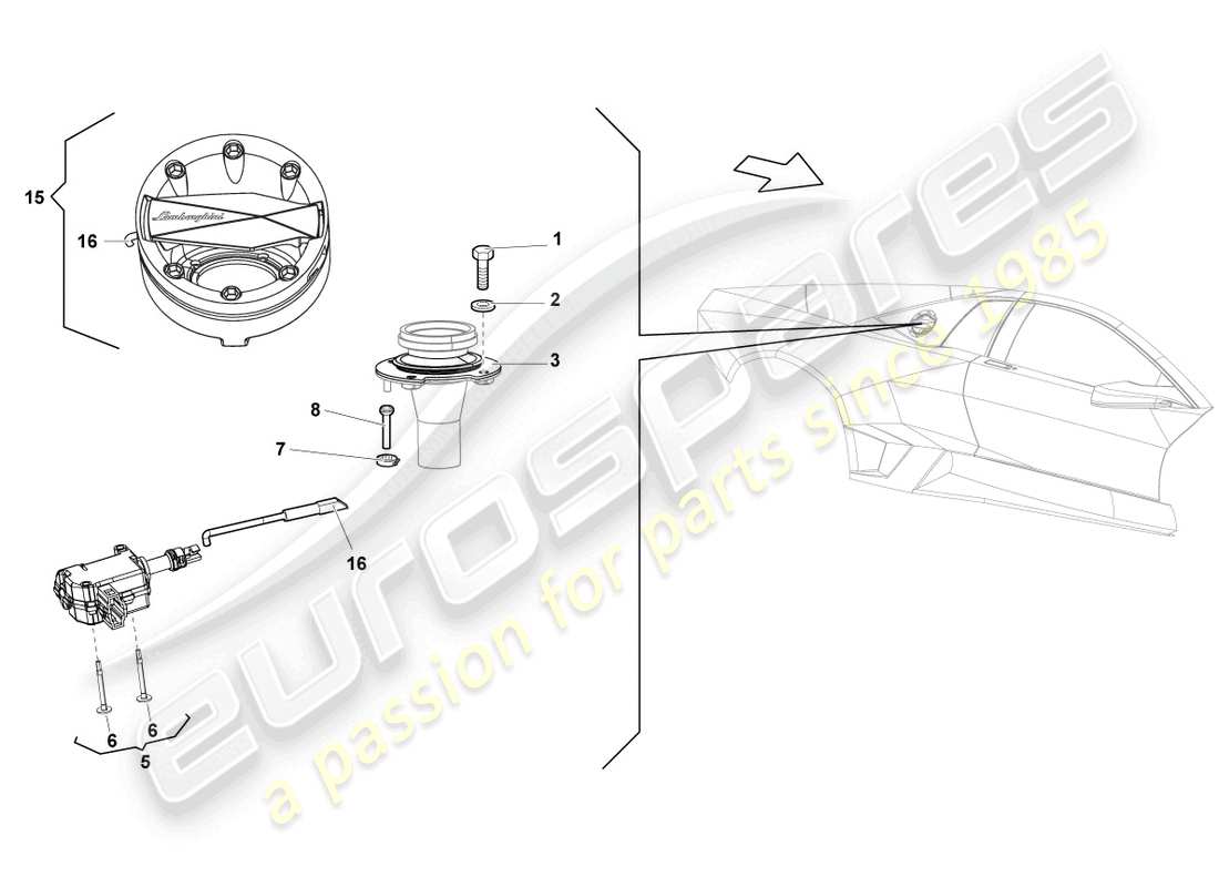 lamborghini reventon kraftstoffeinfüllklappe teilediagramm