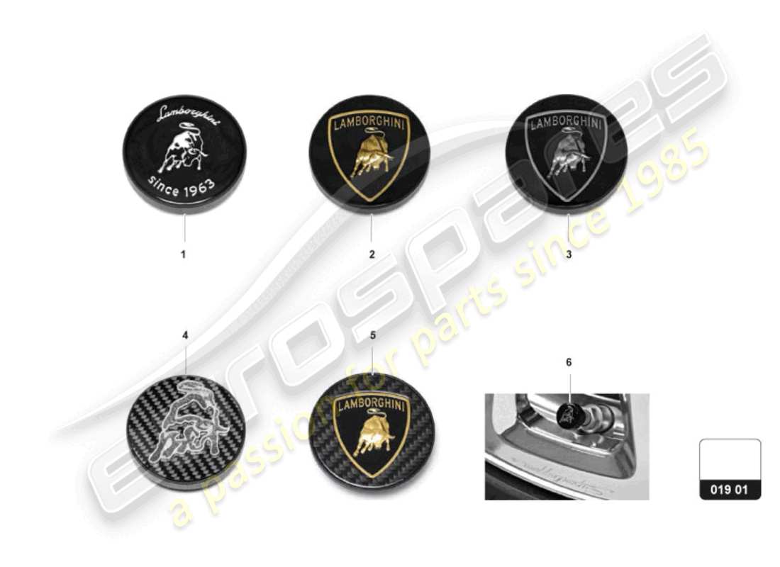 lamborghini revuelto coupe (accessories) 1 set radzierkappen ersatzteildiagramm