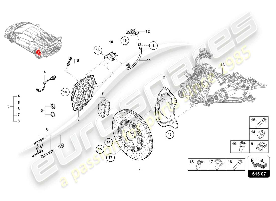 lamborghini sto (2022) keramik-bremsscheibe hinten teilediagramm