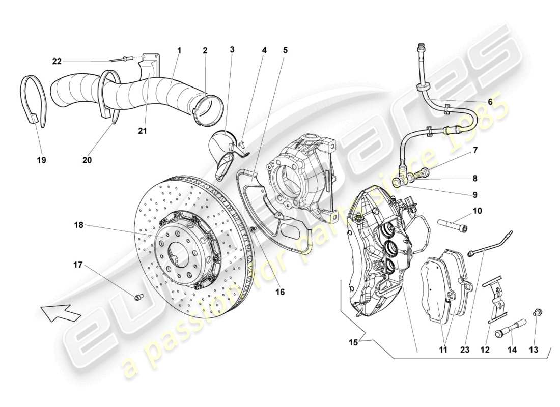 lamborghini reventon scheibenbremse vorne, ersatzteildiagramm