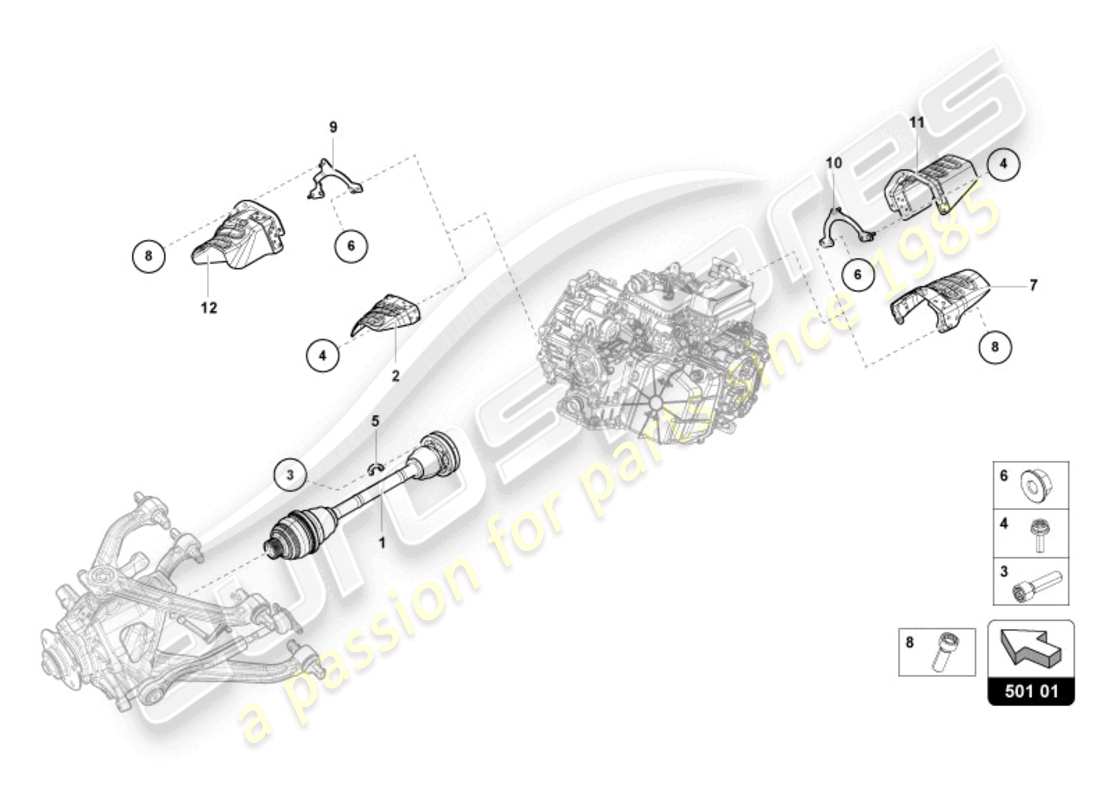 lamborghini evo spyder (2024) achswelle hinten ersatzteildiagramm