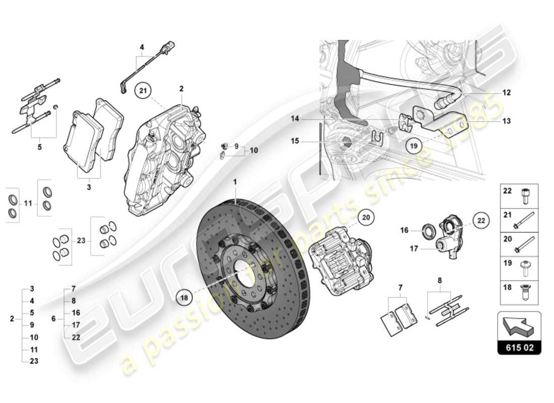 lamborghini 2022 (ultimae) bremsscheibe hinten ersatzteildiagramm