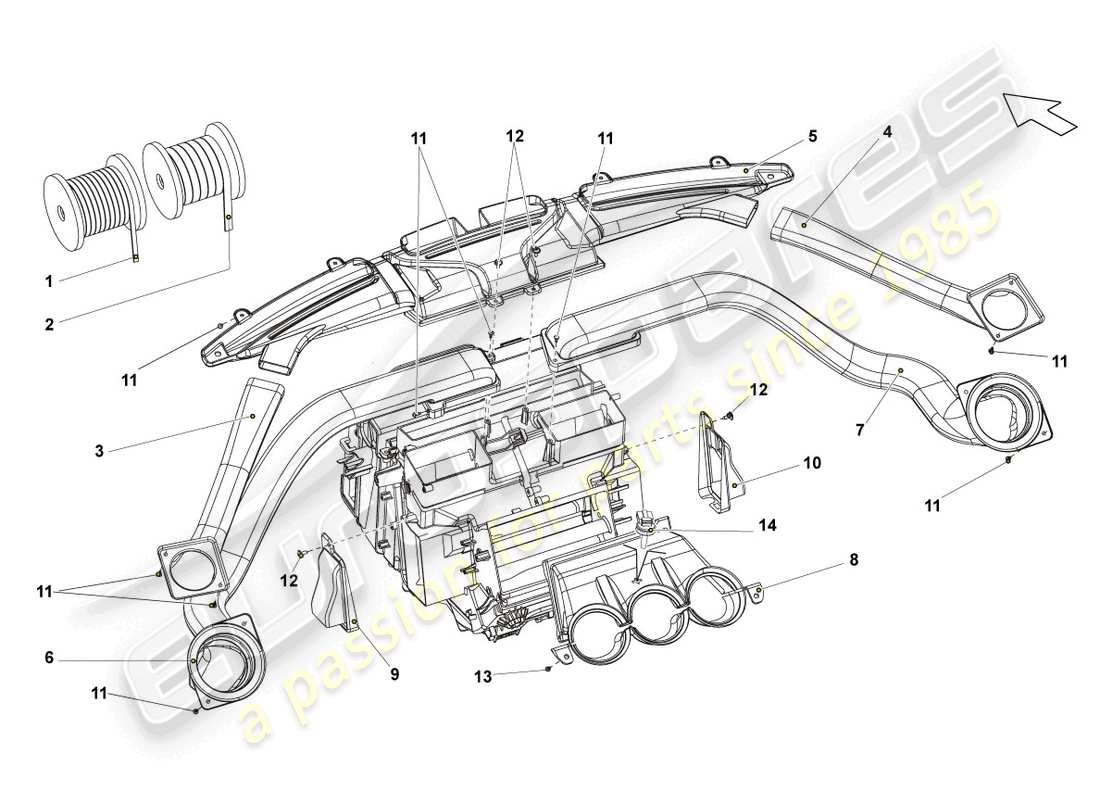 lamborghini lp550-2 spyder (2011) heiz- und lüftungsystem teilediagramm