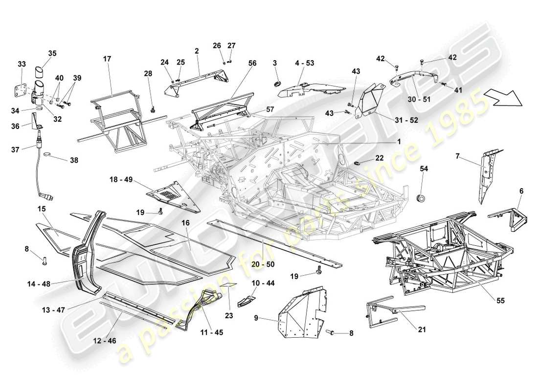 lamborghini reventon frame-teilediagramm