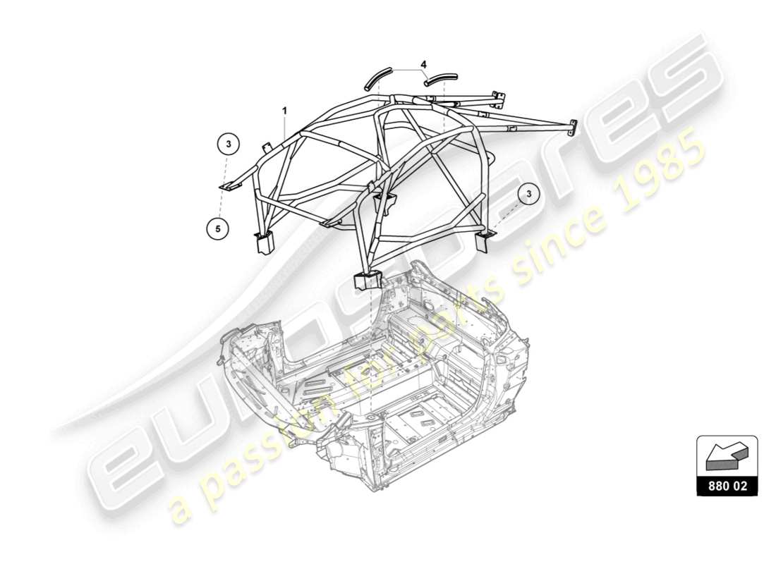 lamborghini super trofeo evo (2018) rollcage-ersatzteildiagramm