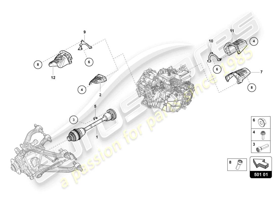 lamborghini tecnica (2023) achswelle hinten teilediagramm