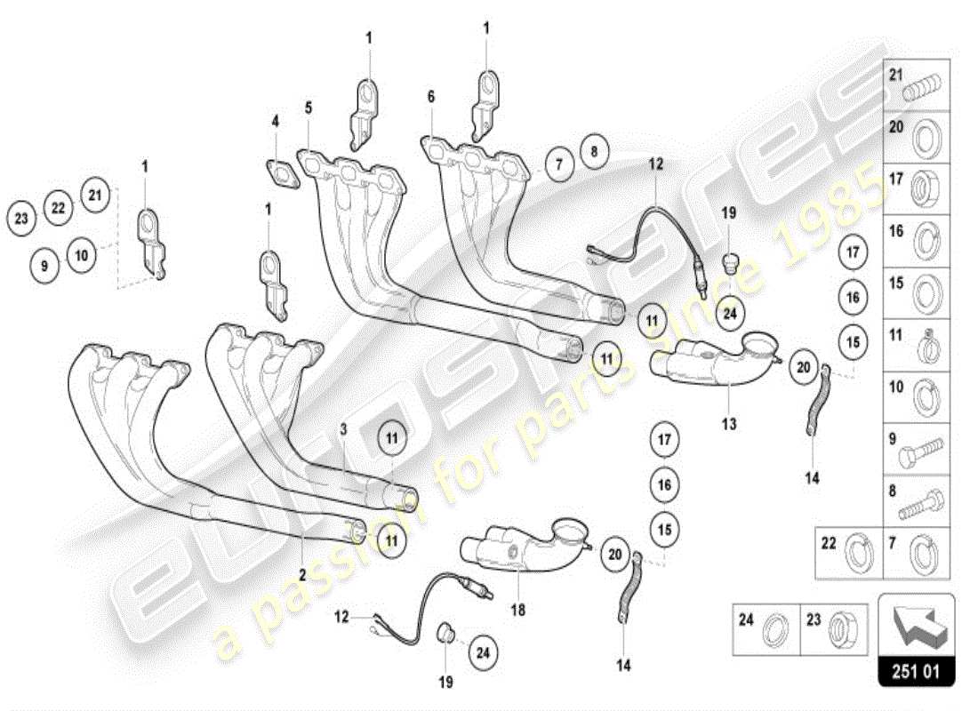lamborghini diablo vt (1997) auspuffanlage teilediagramm