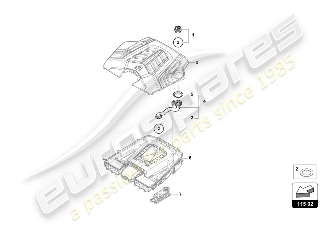 lamborghini urus (2020) dichtungskappe ersatzteildiagramm