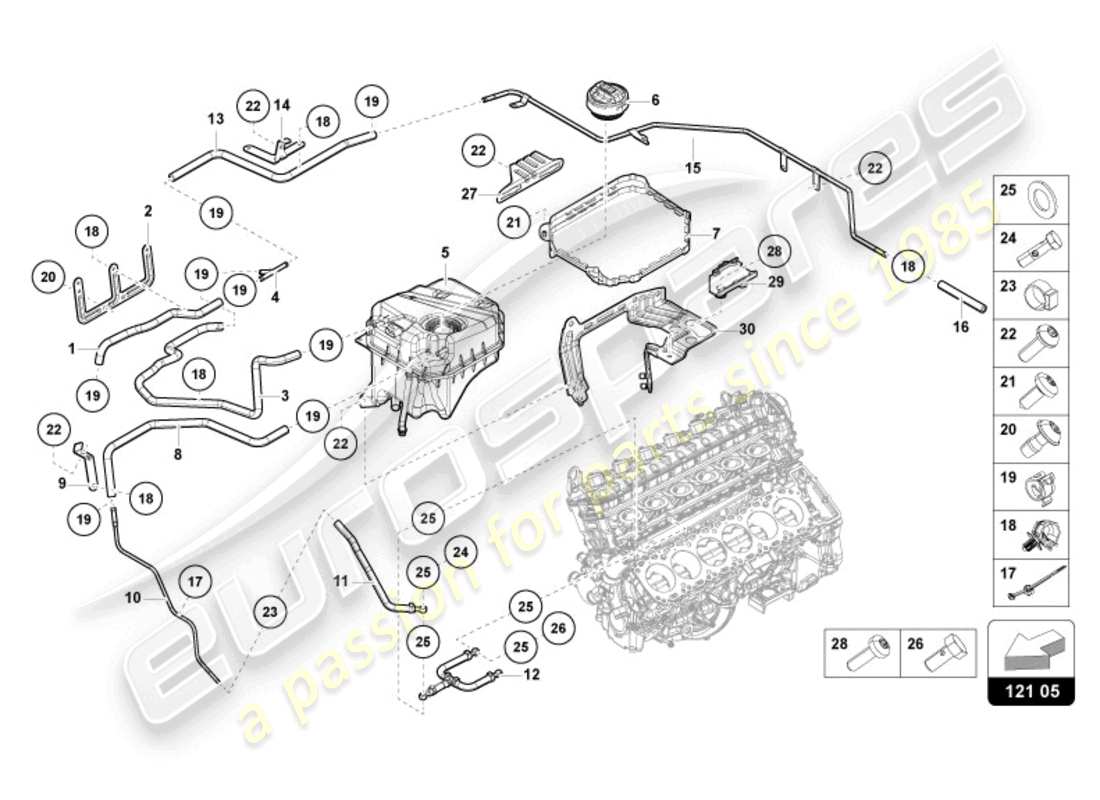 lamborghini revuelto coupe (2024) kühlmittel kühlsystem wassersystem teilediagramm