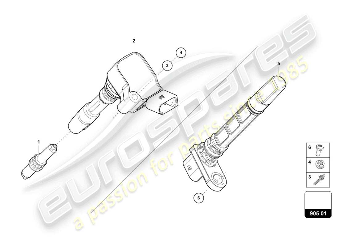 lamborghini urus (2020) zündspule mit zündkerzenanschluss teilediagramm