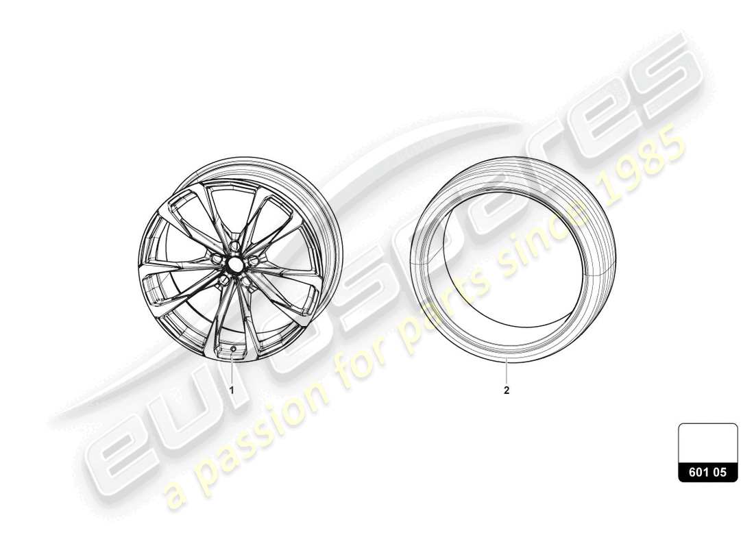 lamborghini urus (2020) räder/reifen 23 ersatzteildiagramm