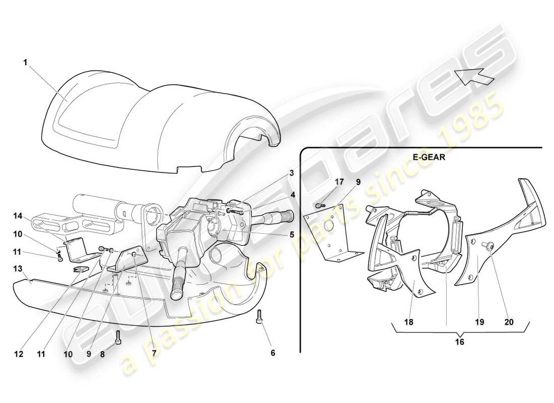 lamborghini reventon lenksatz-kombischalter ersatzteildiagramm