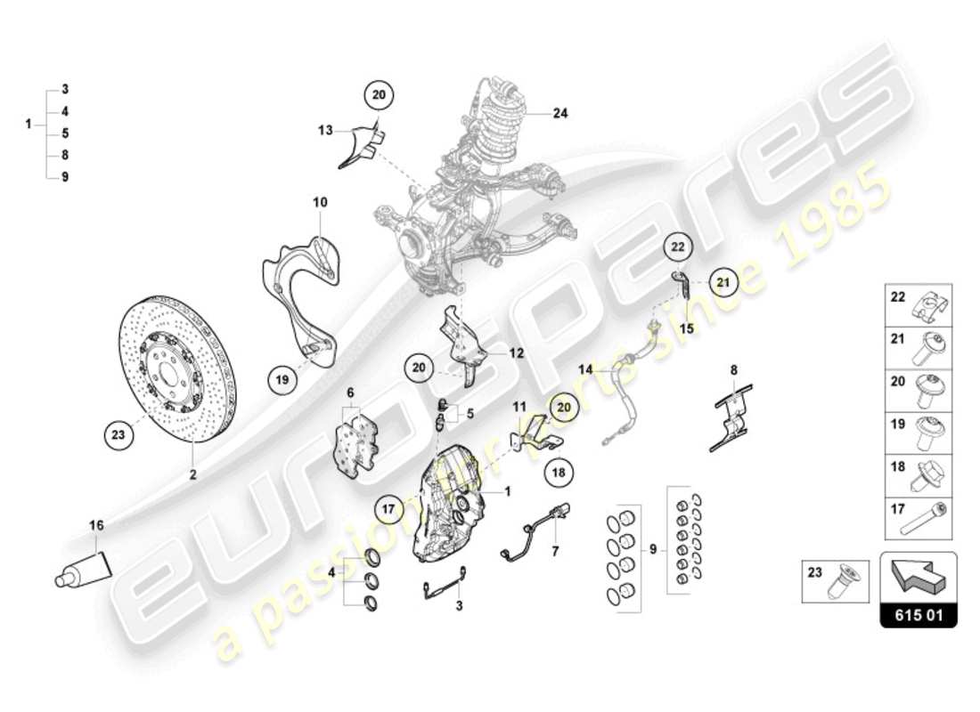 lamborghini revuelto coupe (2024) festsattelbremse vorne ersatzteildiagramm