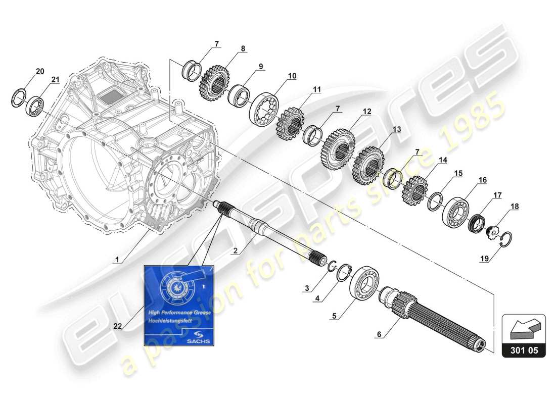 lamborghini gt3 evo (2018) eingangswellen-ersatzteildiagramm