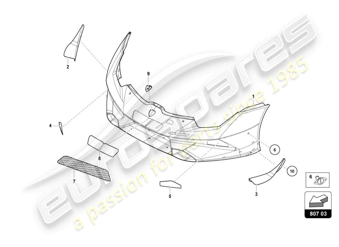 lamborghini super trofeo evo (2018) frontstoßstange teilediagramm