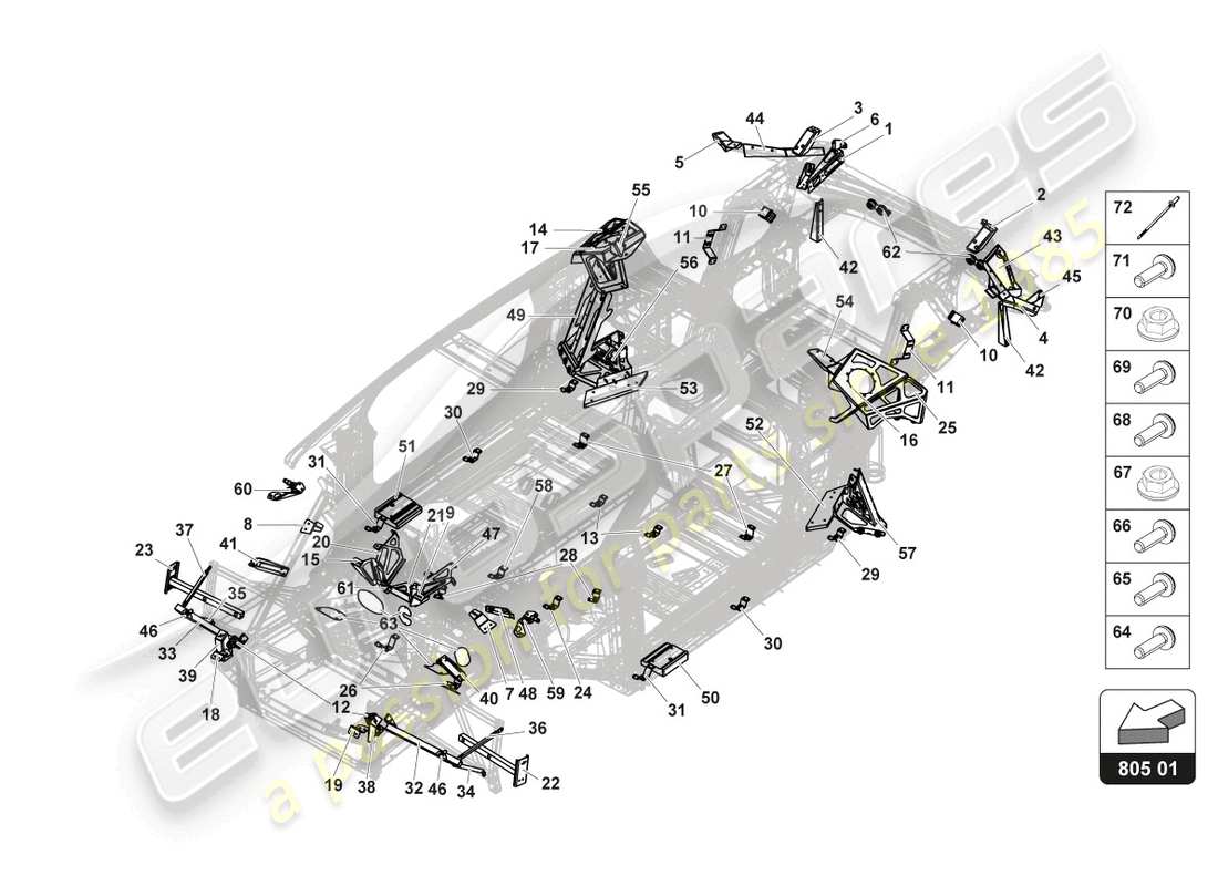 lamborghini gt3 evo (2018) halterungen ersatzteildiagramm