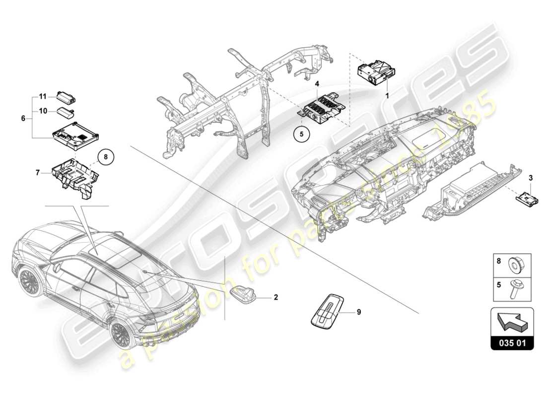 lamborghini urus (2020) steuergerät für informationselektronik ersatzteilliste