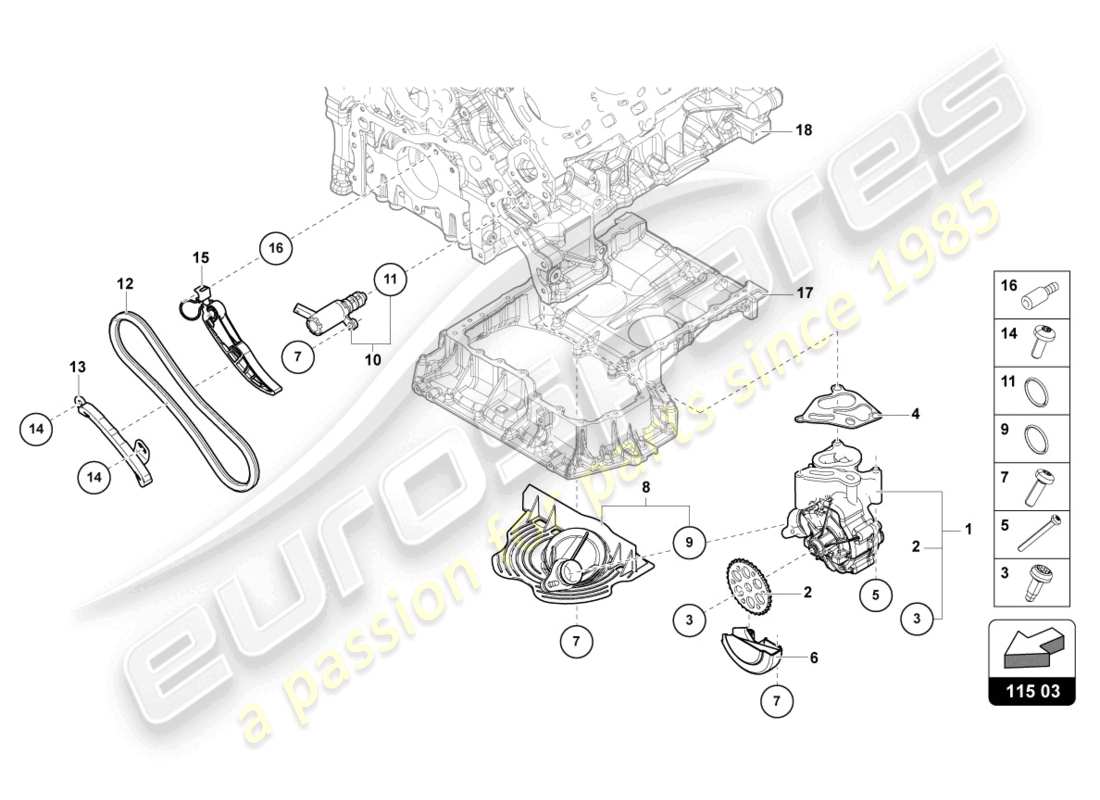 lamborghini urus (2020) ölpumpe ersatzteildiagramm