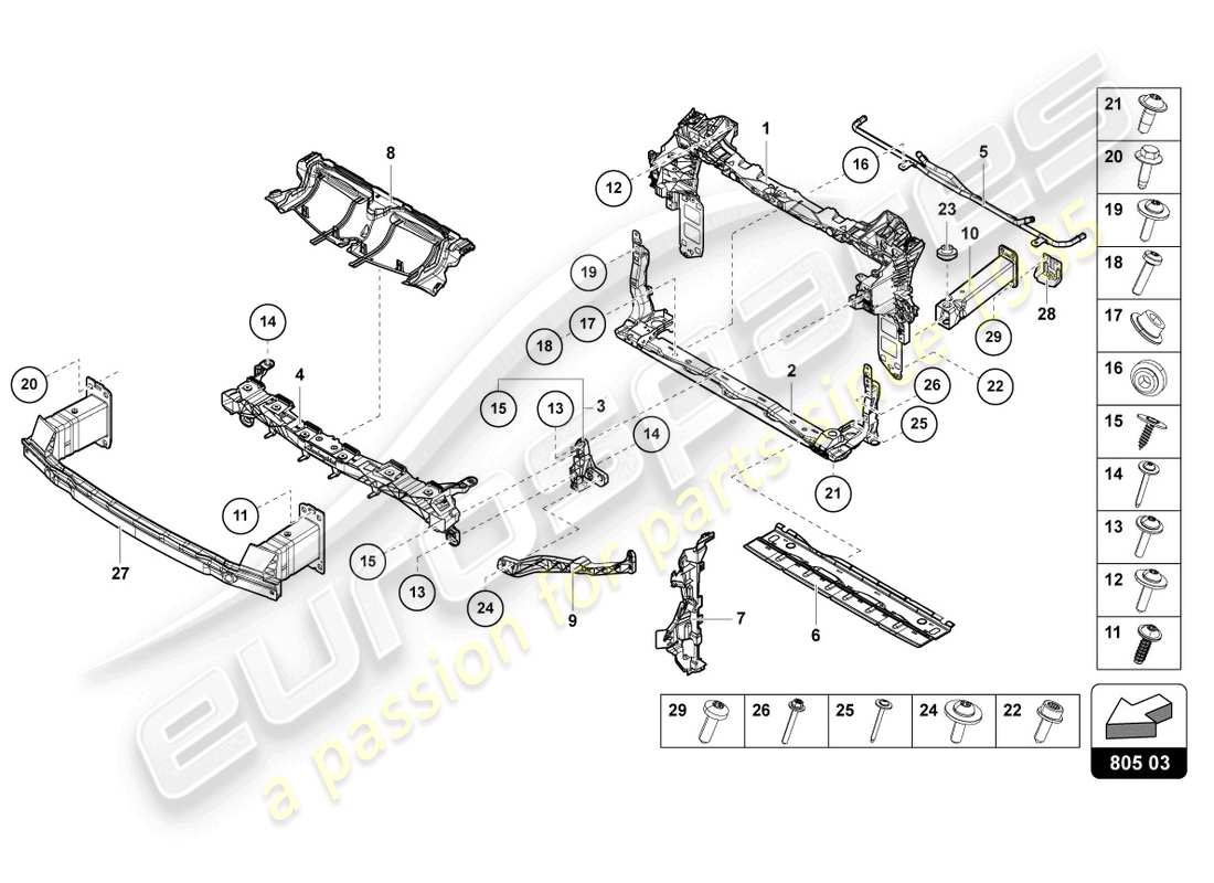 lamborghini urus (2019) halterung für kühlmittelkühler ersatzteildiagramm