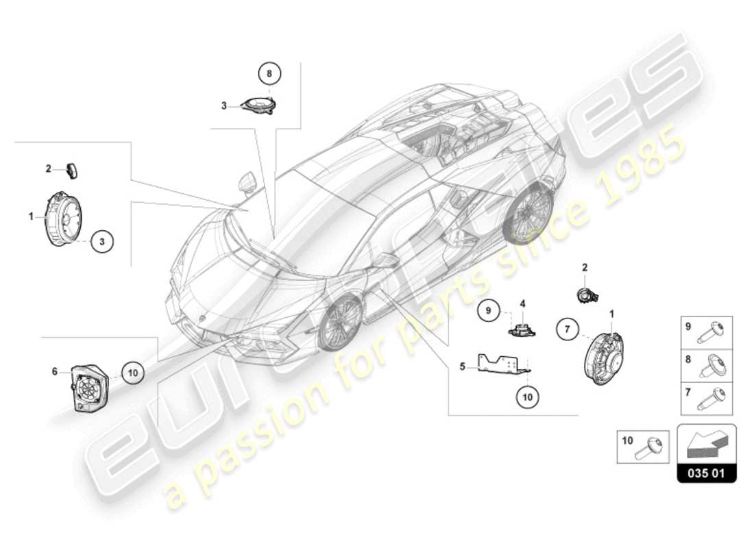lamborghini revuelto coupe (2024) lautsprecher-teilediagramm