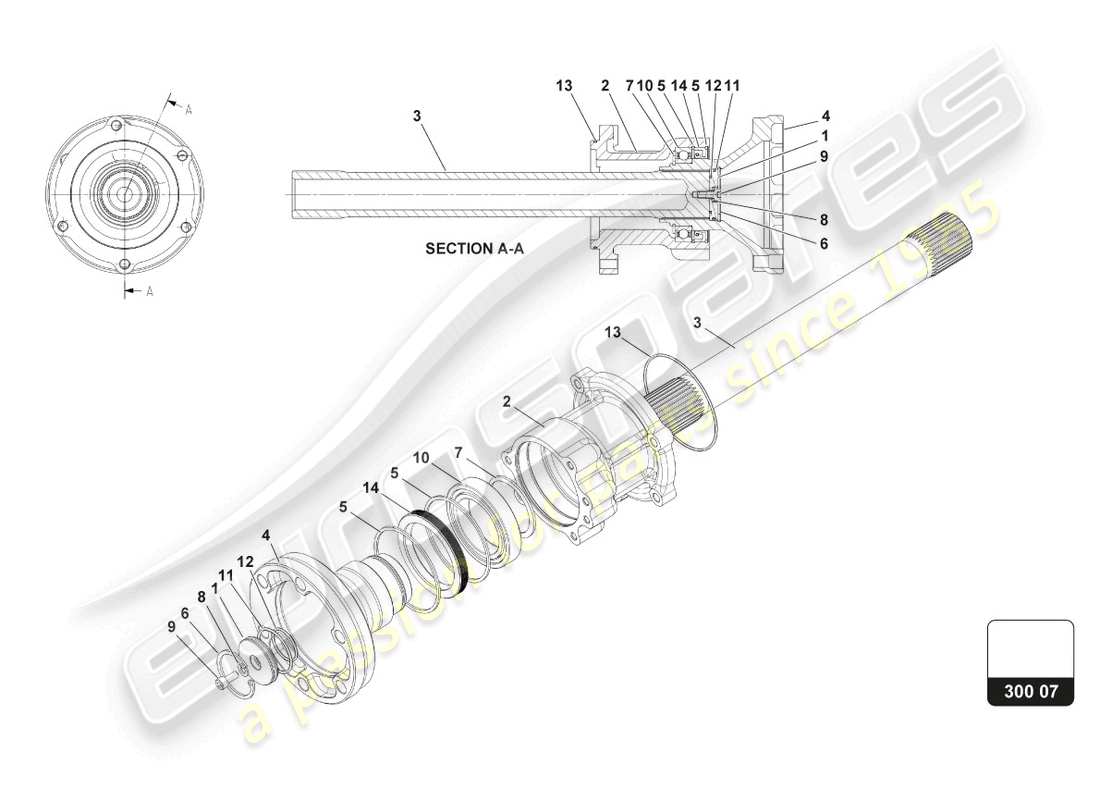 lamborghini super trofeo (2015) rh-ausgangsflanschbaugruppe ersatzteildiagramm