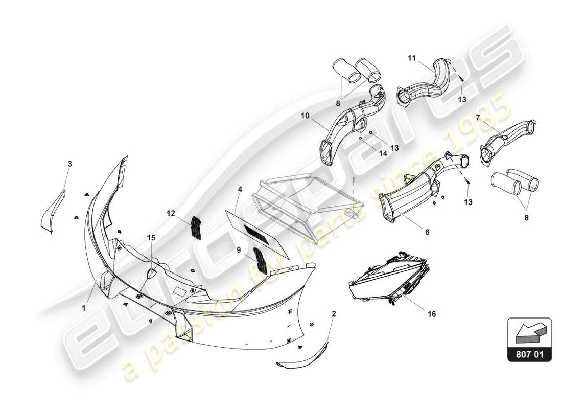 lamborghini 2017 (gt3) vordere karosserie teilediagramm