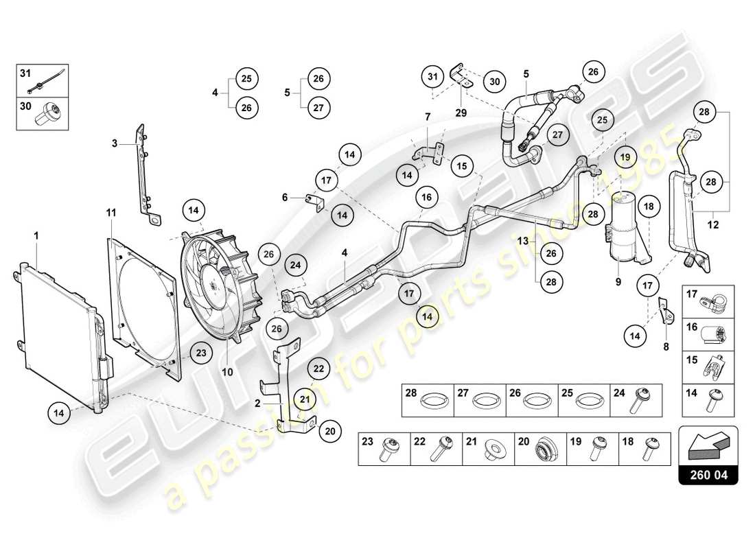 lamborghini 2022 (lp770-4 svj roadster) a/c-kondensator - teilediagramm