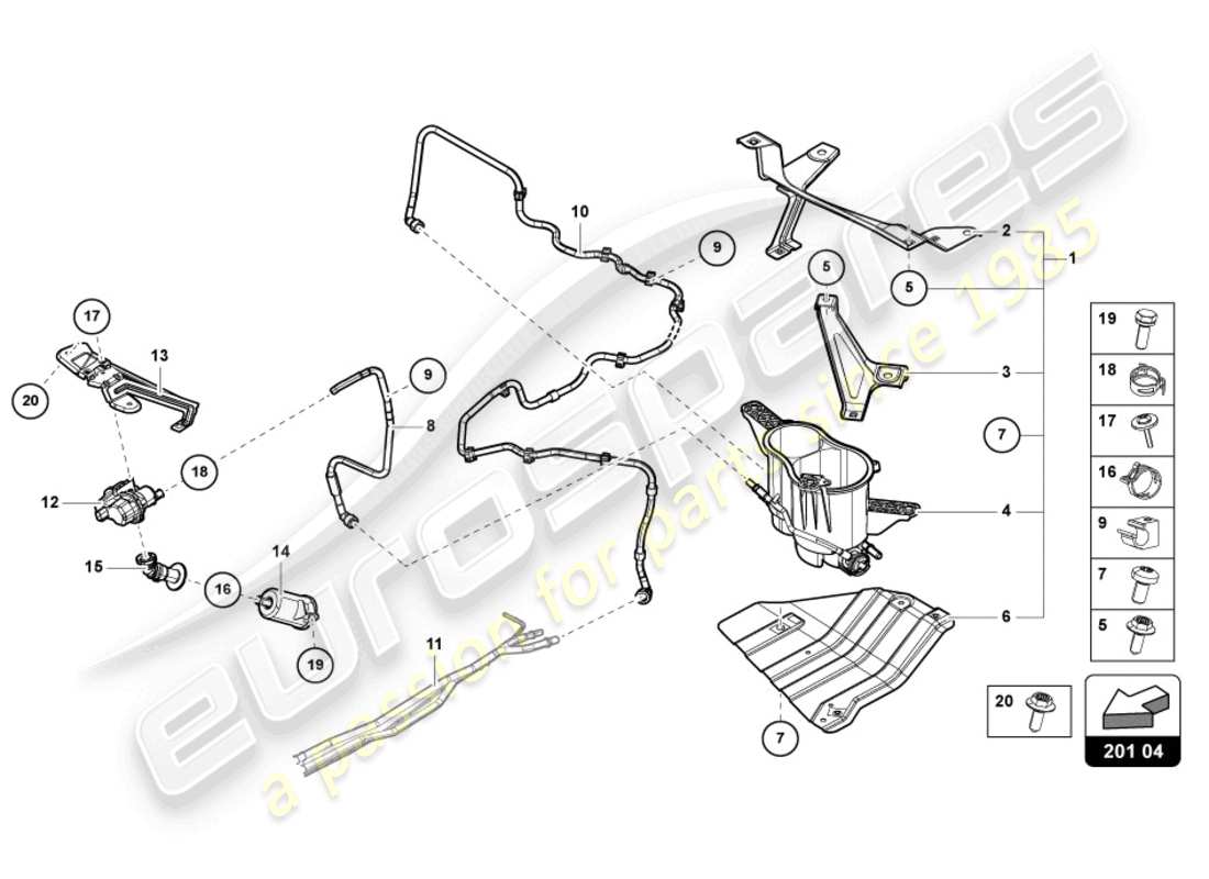 lamborghini urus s (2023) dampfbehälter für aktivkohlebehälter ersatzteildiagramm