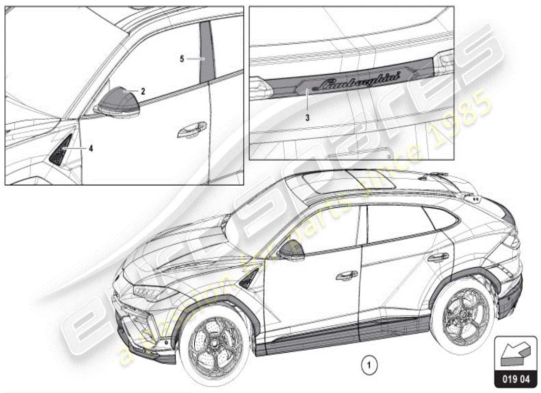 lamborghini urus performante (accessories) originalteil teilediagramm