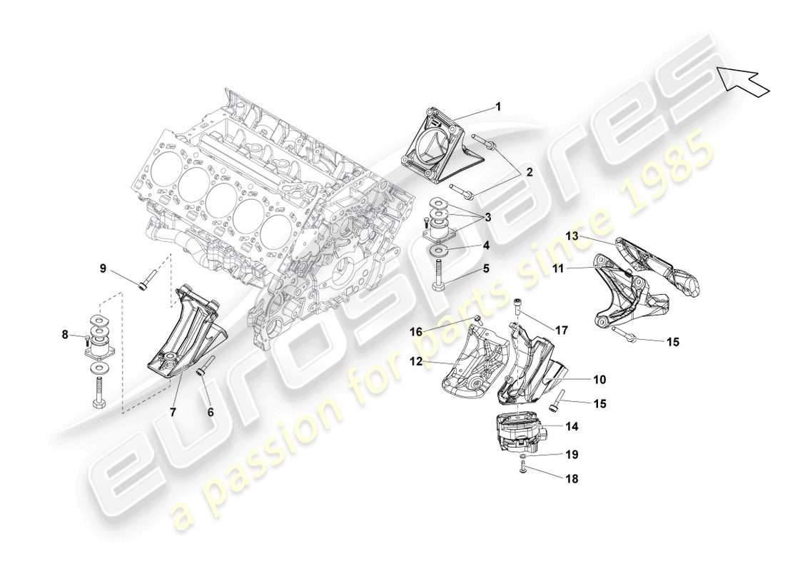 lamborghini lp550-2 spyder (2010) befestigungsteile für motor teilediagramm