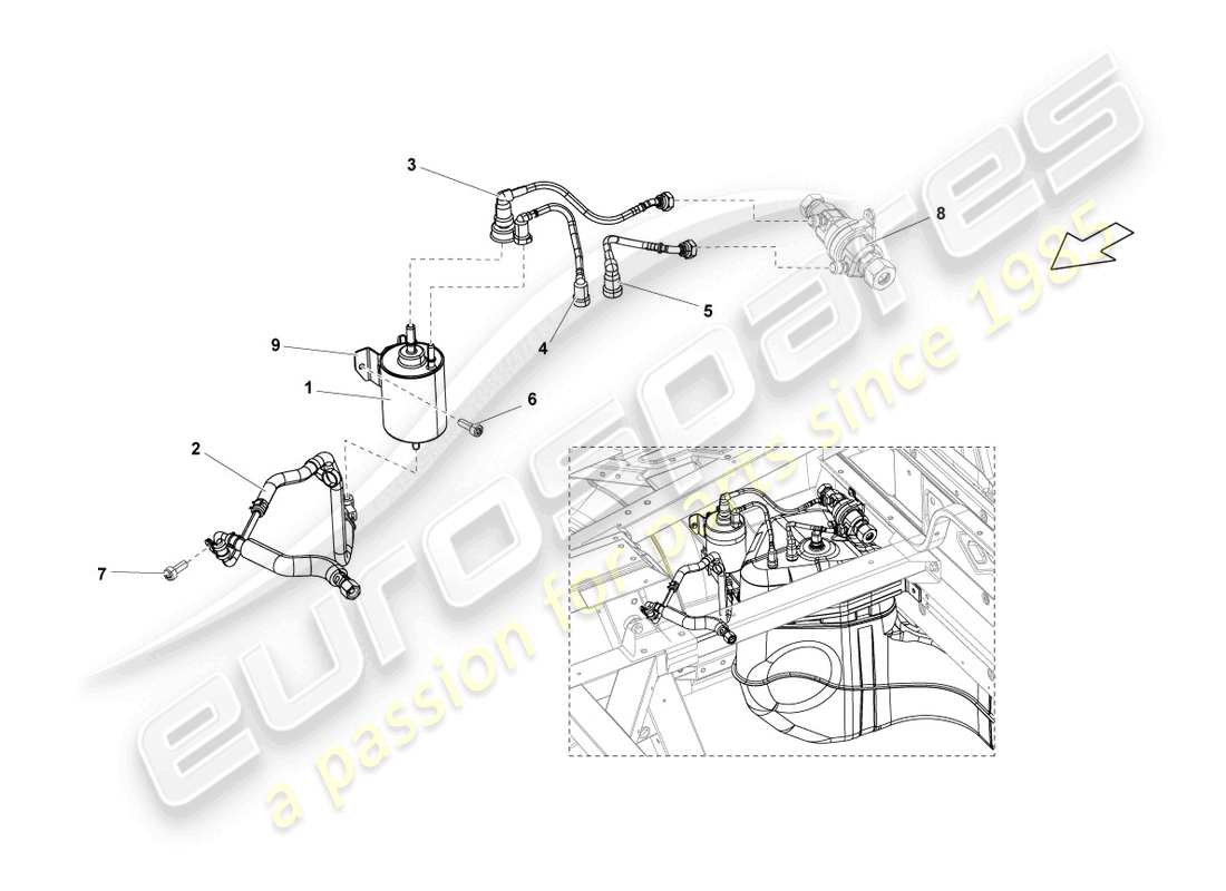 lamborghini lp550-2 spyder (2010) kraftstofffilter ersatzteildiagramm