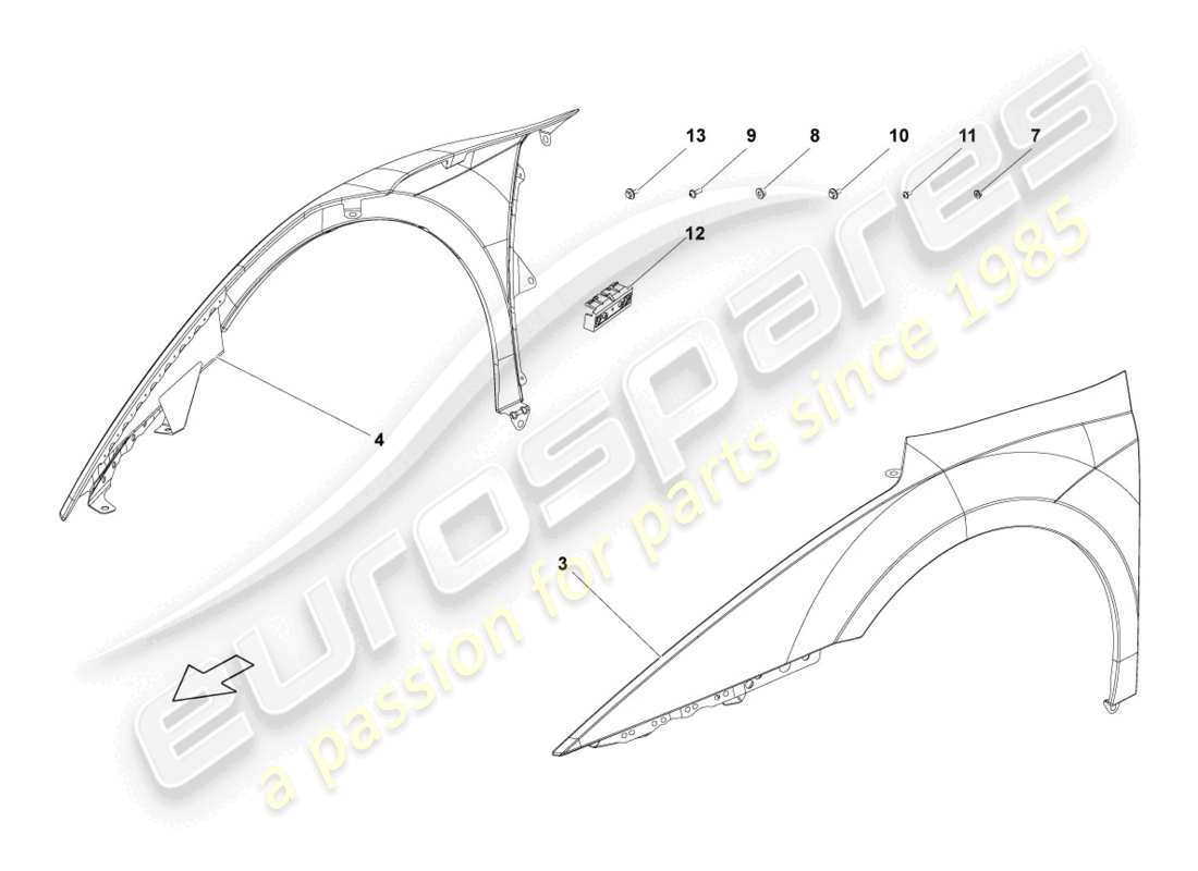 lamborghini lp550-2 spyder (2010) wing front teilediagramm