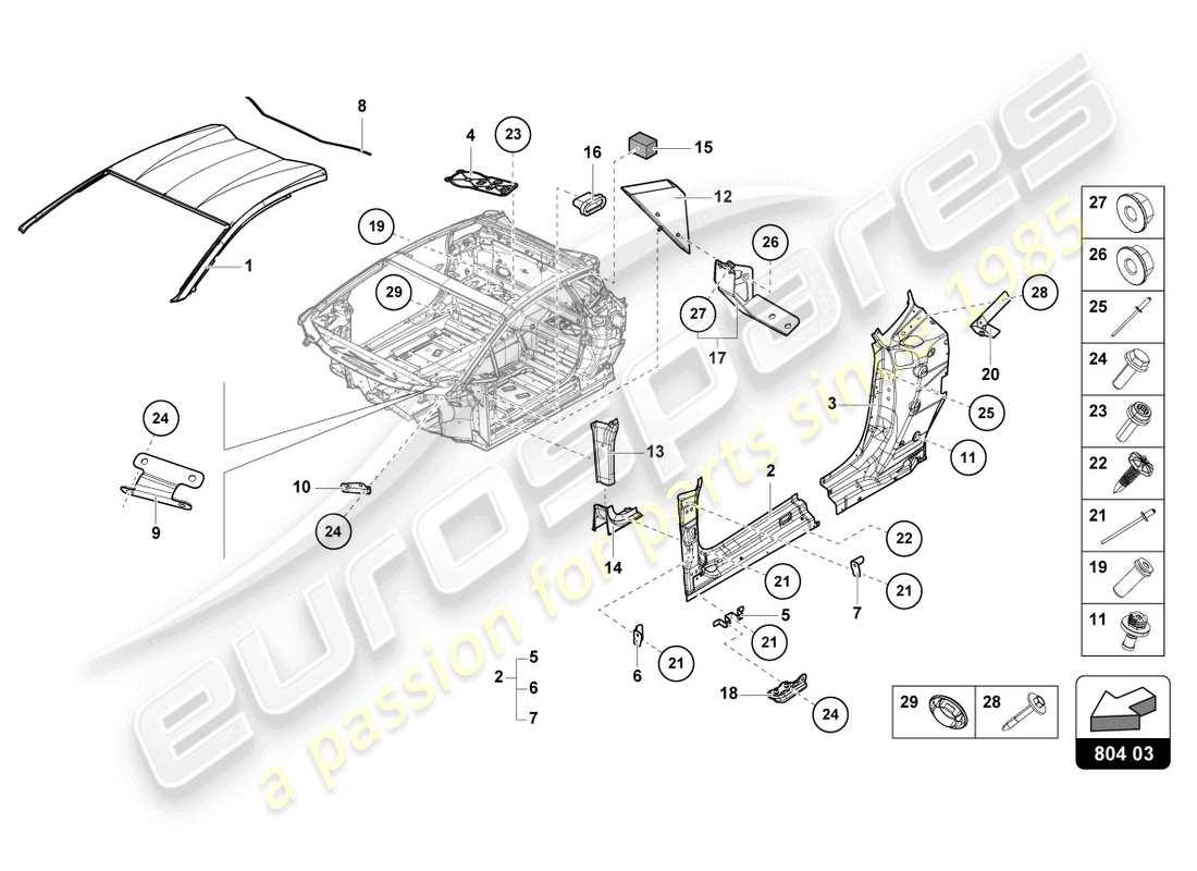 lamborghini sto (2023) dachverstärkung ersatzteildiagramm
